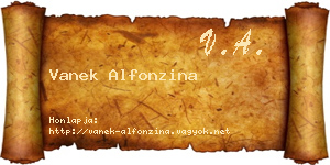 Vanek Alfonzina névjegykártya